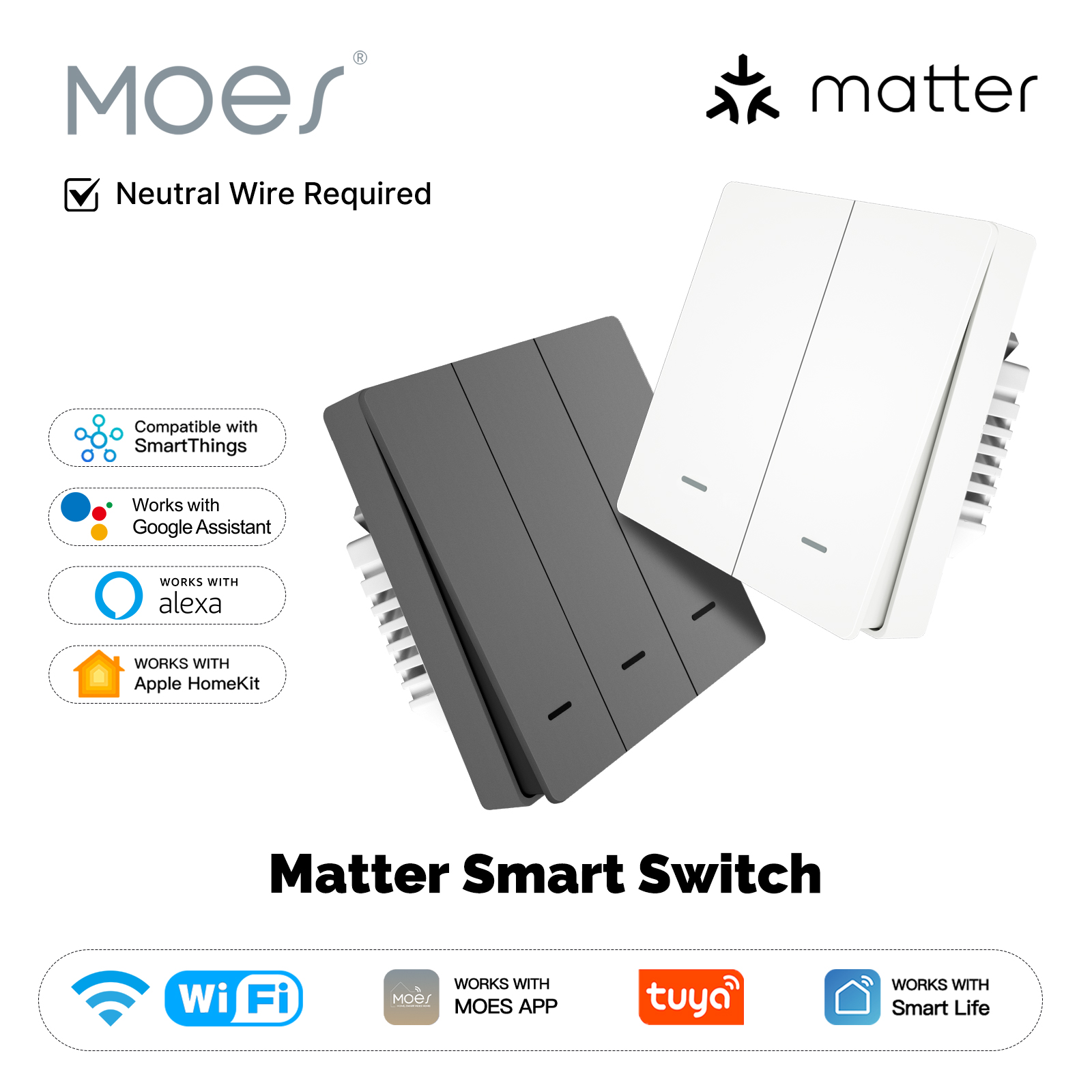 Smart Home Europe - MOES Matter Tuya WiFi Interruptor de