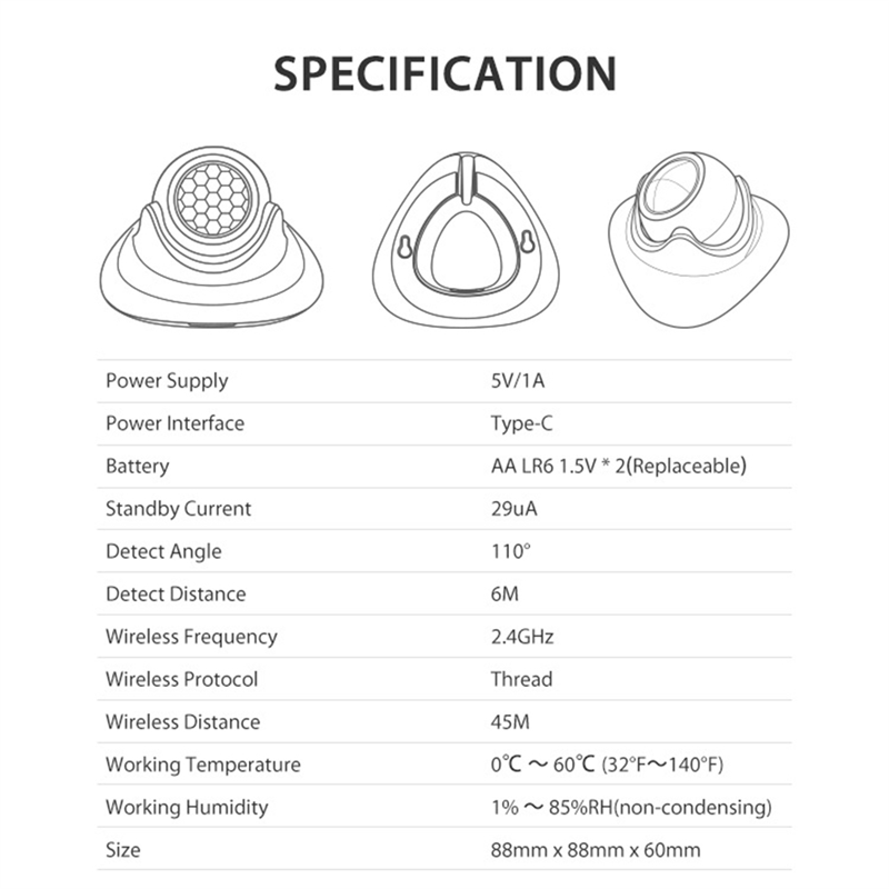 Smart Home Hub Matter - Sensor de movimento de presença humana