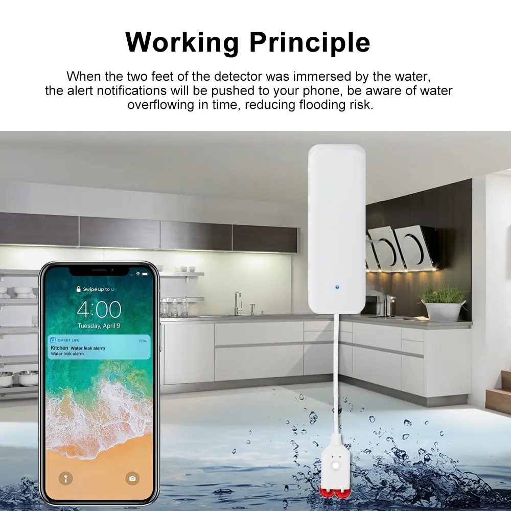 Tuya wi fi inteligente sensor  - Wifi Water Sensor avaliação e preço