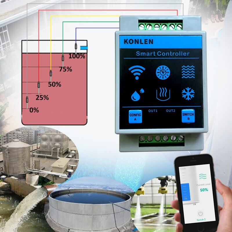 KONLEN Tuya Sensor De Nível De - Wifi Water Sensor avaliação e preço